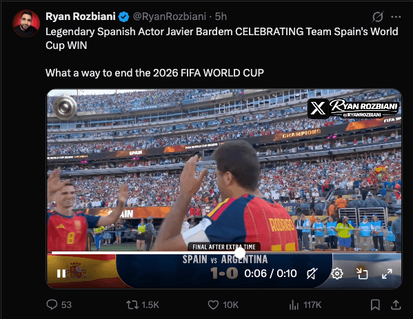 The Obscur detect button overlaid on a playing video on x.com